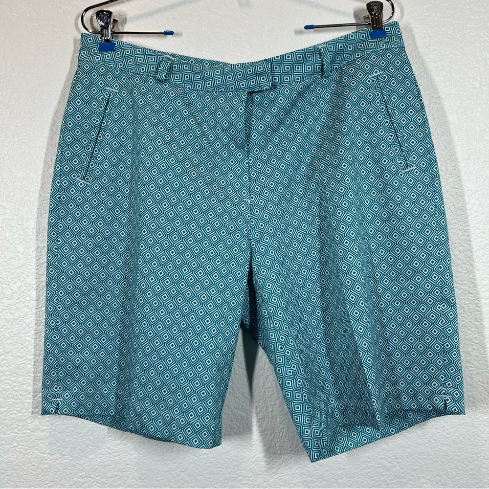 Lady Hagen Essentials Teal Diamond Print Golf shorts size 10 - READ